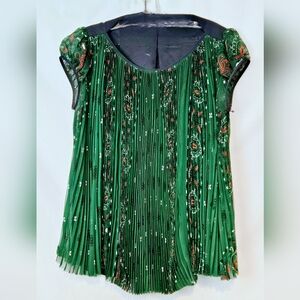 Green Pleated Sacai Blouse for Night Out